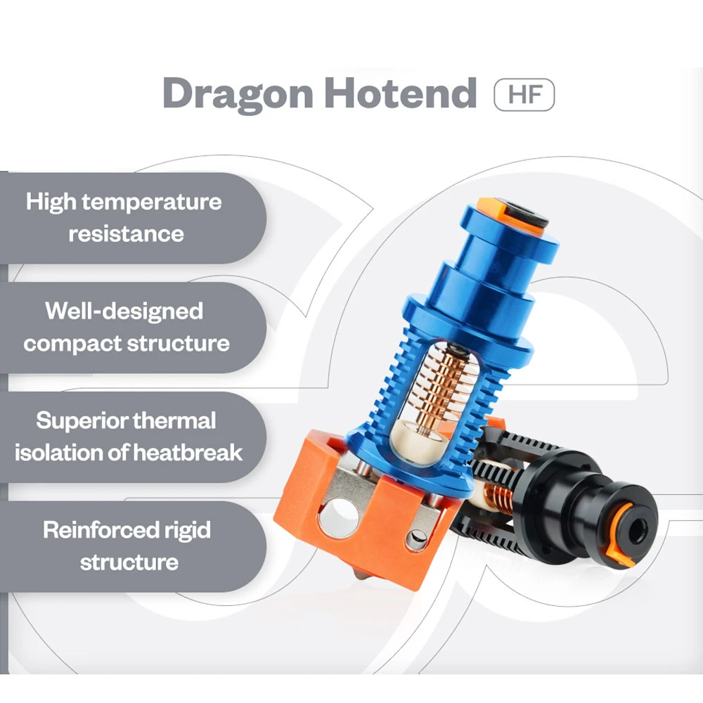 Phaetus Dragon Hotend High Flow Edition, For Normal FDM 3D Printers, 500 Celsius Degrees Temperature Resistance, Compatible With All Filaments, PLA, ABS, PETG, TPU, PP, PC, Nylon, PEEK, PEI And Composite Materials, Black - Image 2