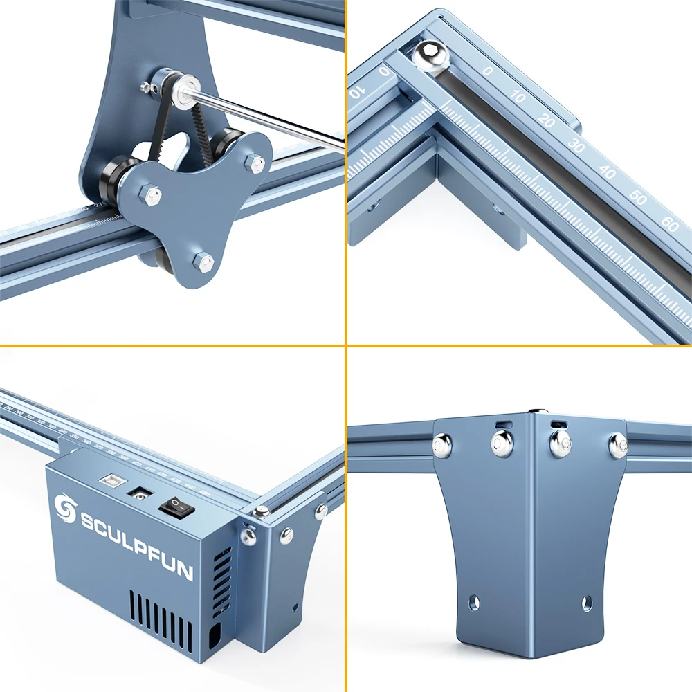SCULPFUN S9 5.5W Laser Engraver, 0.06mm Ultra-Fine Compressed Spot, Diode Laser, 0.08mm High Precision, Cut 15mm Thick Wood 10mm Acrylic, Fixed Focus, Engraving Area 410*420mm - Image 4