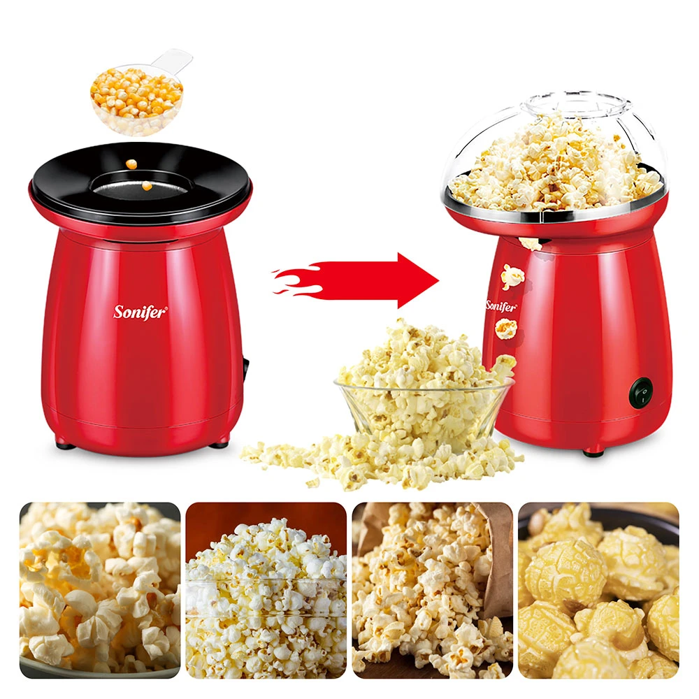 Sonifer SF4014 1200W Household Popcorn Maker, Electric Hot Air Oil Free Corn Machine, Fast Popping Popcorn Movie Snacks - Image 4