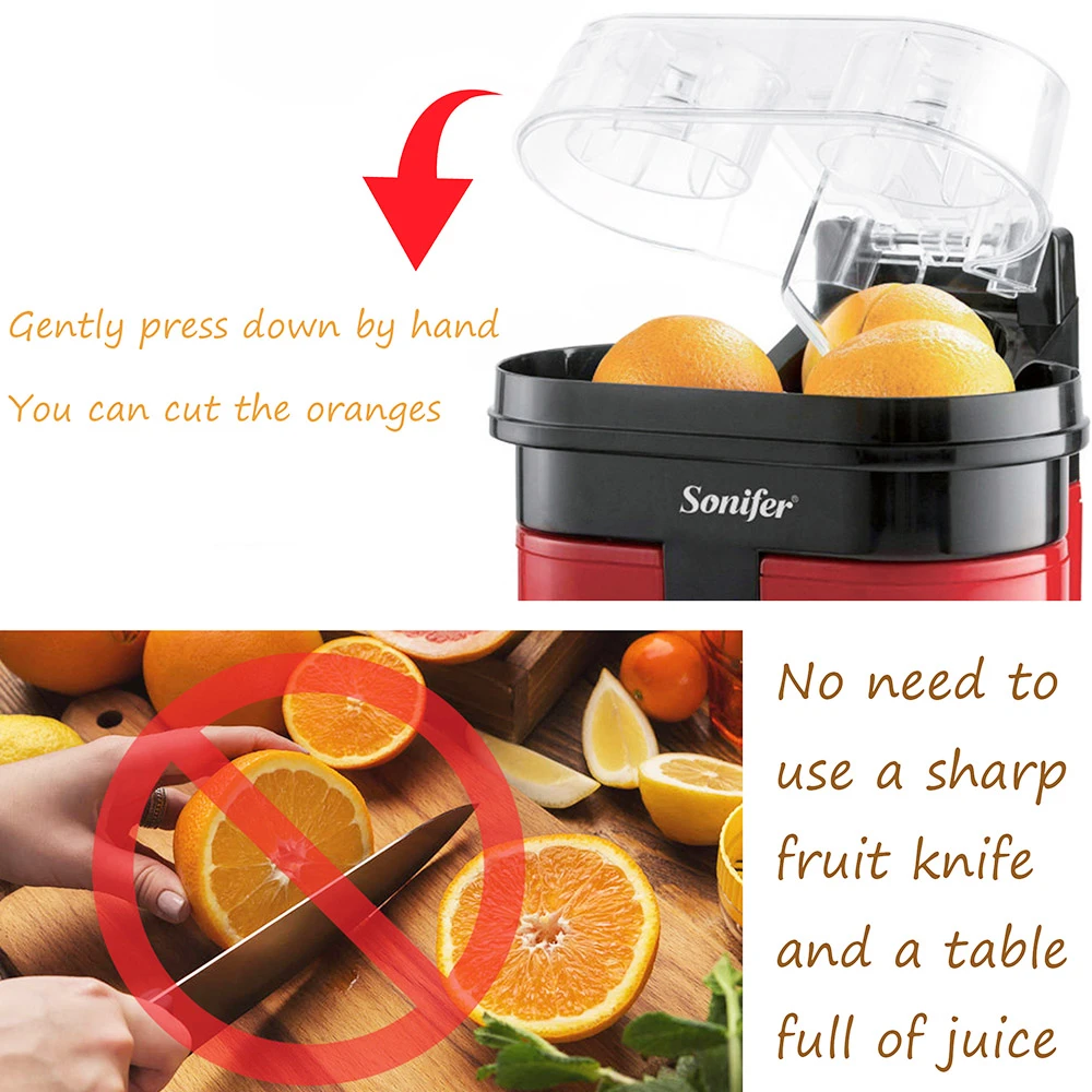Sonifer SF5521 90W Electric Juicer Machine, Lid Slicer Dual-Cones Citrus Juicer Maker, Lemon Orange Fruit Squeezer - Image 5