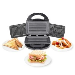 Sonifer SF6050 800W Electric Waffle Maker, 3-in-1 Grill Sandwich Panini Plate, Toaster Breakfast Machine, Non-stick