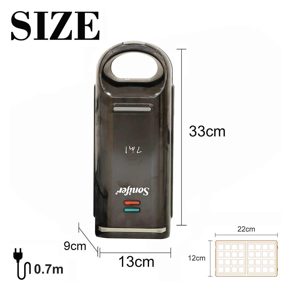 Sonifer SF6093 800W Electric Waffle Maker, 7-in-1 Cake Donuts Panini Churros Barbecue Plate 180 Degree Rotatable Machine - Image 6