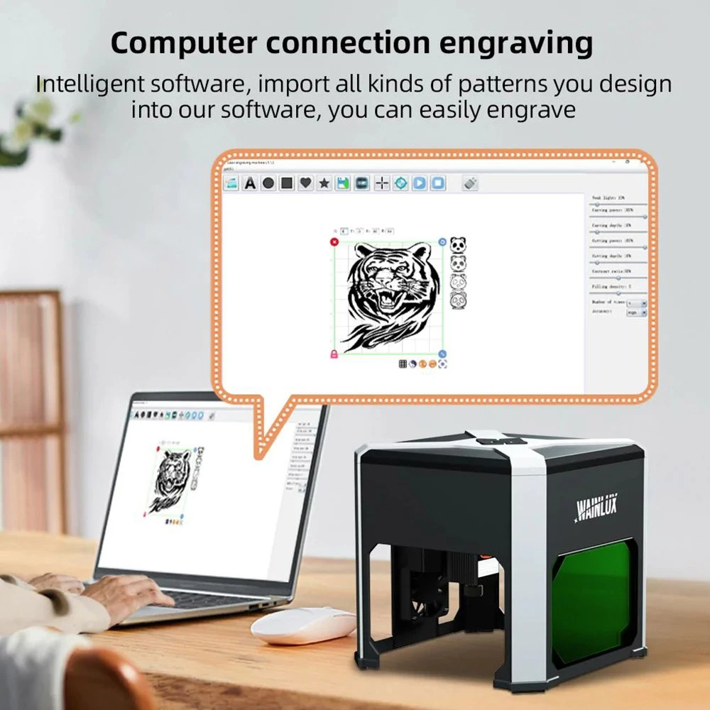 WAINLUX K6 Mini Laser Engraver Cutter, 3W Laser Power, 0.05mm Precision, Adjustable Focus, Offline Engraving, Built-in Exhaust Fan, App Connection, 80*80mm - Image 4