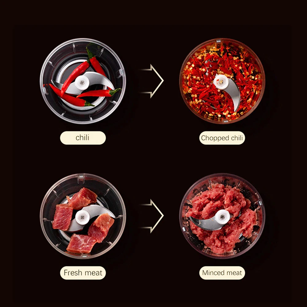 250ml Electric Garlic Masher Food Chopper Vegetable Meat Grinder USB Wireless Garlic Crusher Mini Food Processor Kitchen Tools - Image 5