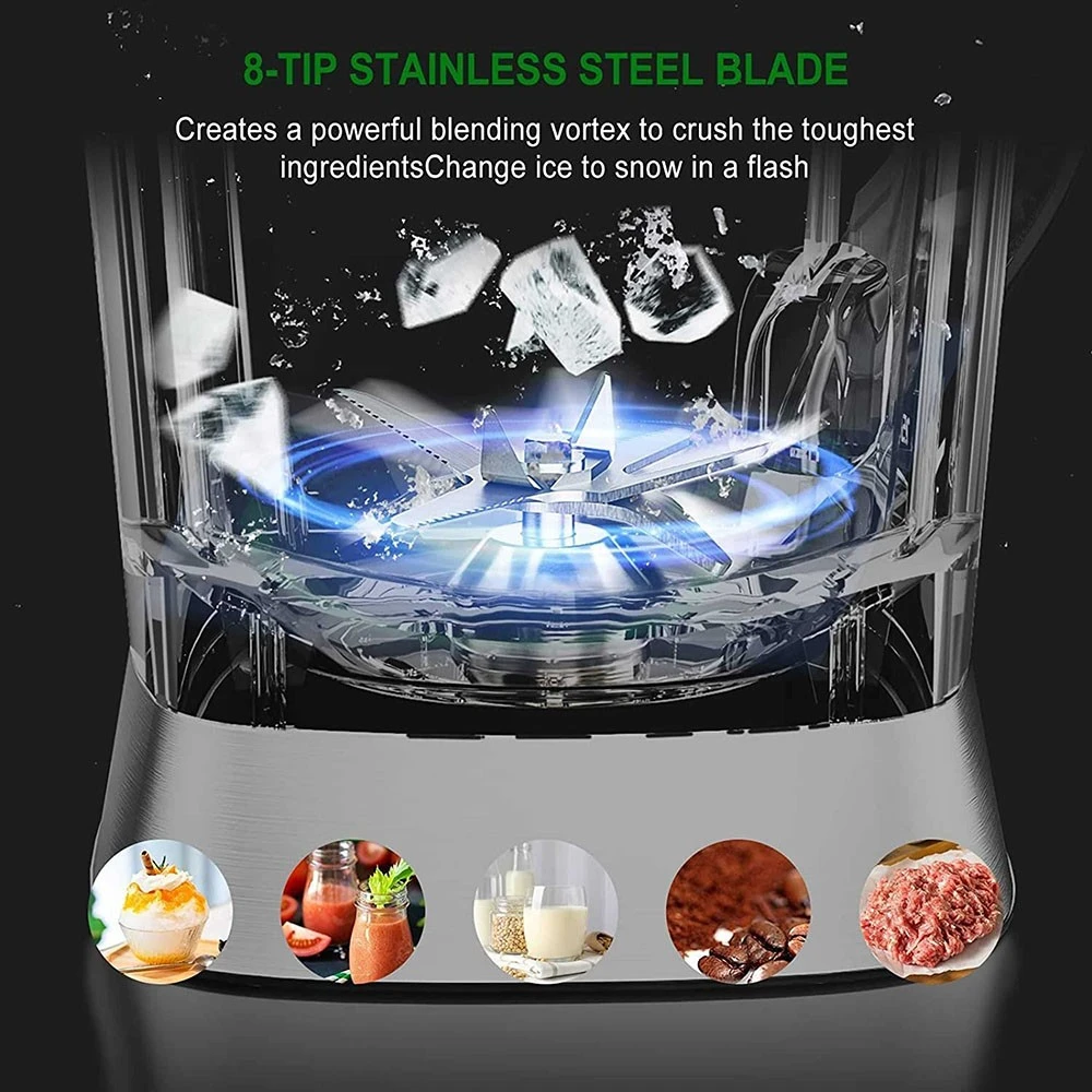 Yakeep 8188 2000W Stand Mixer, 2L Smoothie Blender With Stirrer, 32000 RPM, 8 Steel Blades, BPA Free Tritan Container, 3 Preset Modes - Image 4
