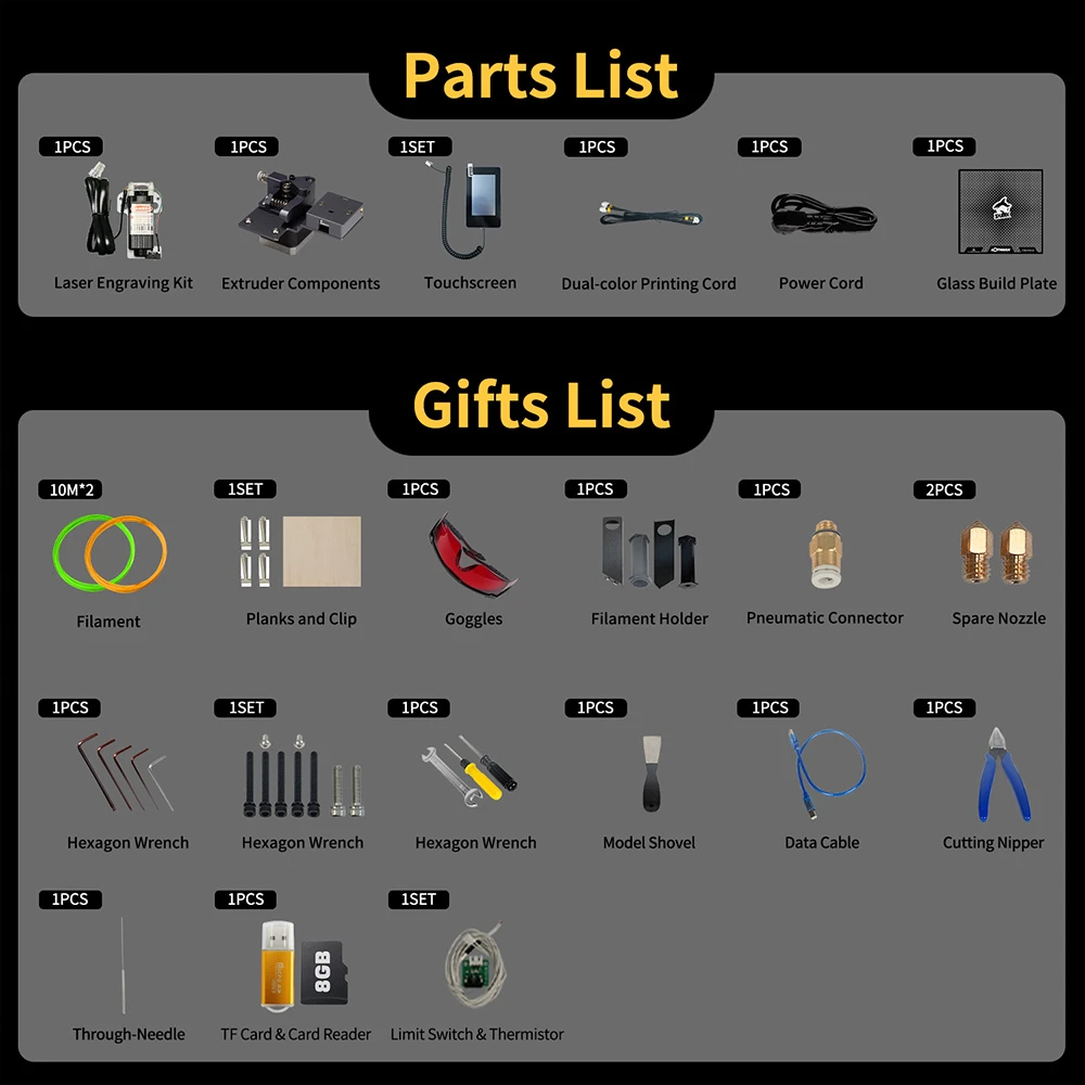 LOTMAXX Shark V3 3D Printer Laser Engraver, Auto Leveling, Dual Extruder, Dual-Color Printing, Glass Build Plate, Engraving Size 235x235mm, Printing Size 235*235*265mm - Image 3