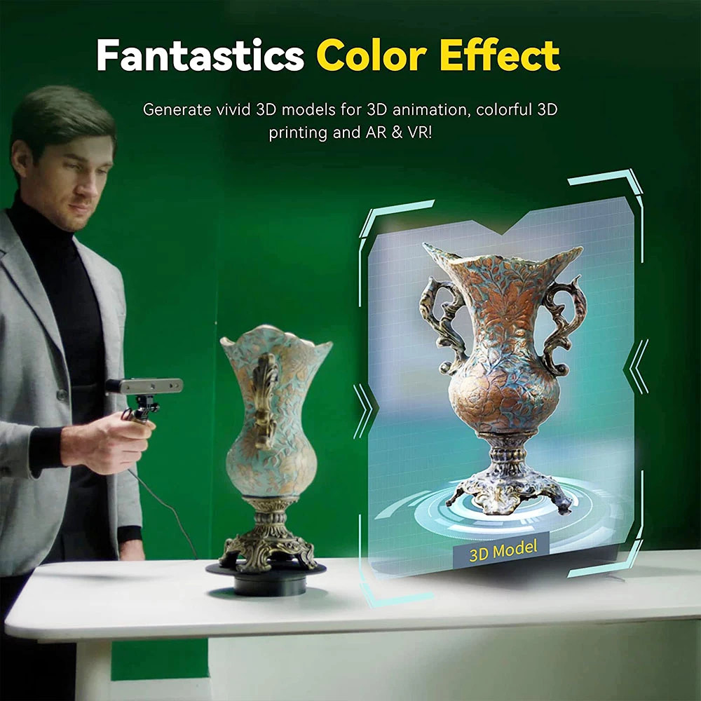 Revopoint POP 2 3D Scanner Premium Edition, Handheld And Turnable 2 In 1, 0.1mm Accuracy, 0.15mm Point Distance, 10Hz FPS, 6DoF Gyro, Color Effect, 5000 MA Power Bank, Compatible With IOS Android Windows - Image 2