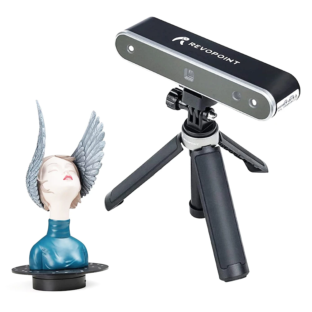 Revopoint POP 2 3D Scanner Premium Edition, Handheld And Turnable 2 In 1, 0.1mm Accuracy, 0.15mm Point Distance, 10Hz FPS, 6DoF Gyro, Color Effect, 5000 MA Power Bank, Compatible With IOS Android Windows