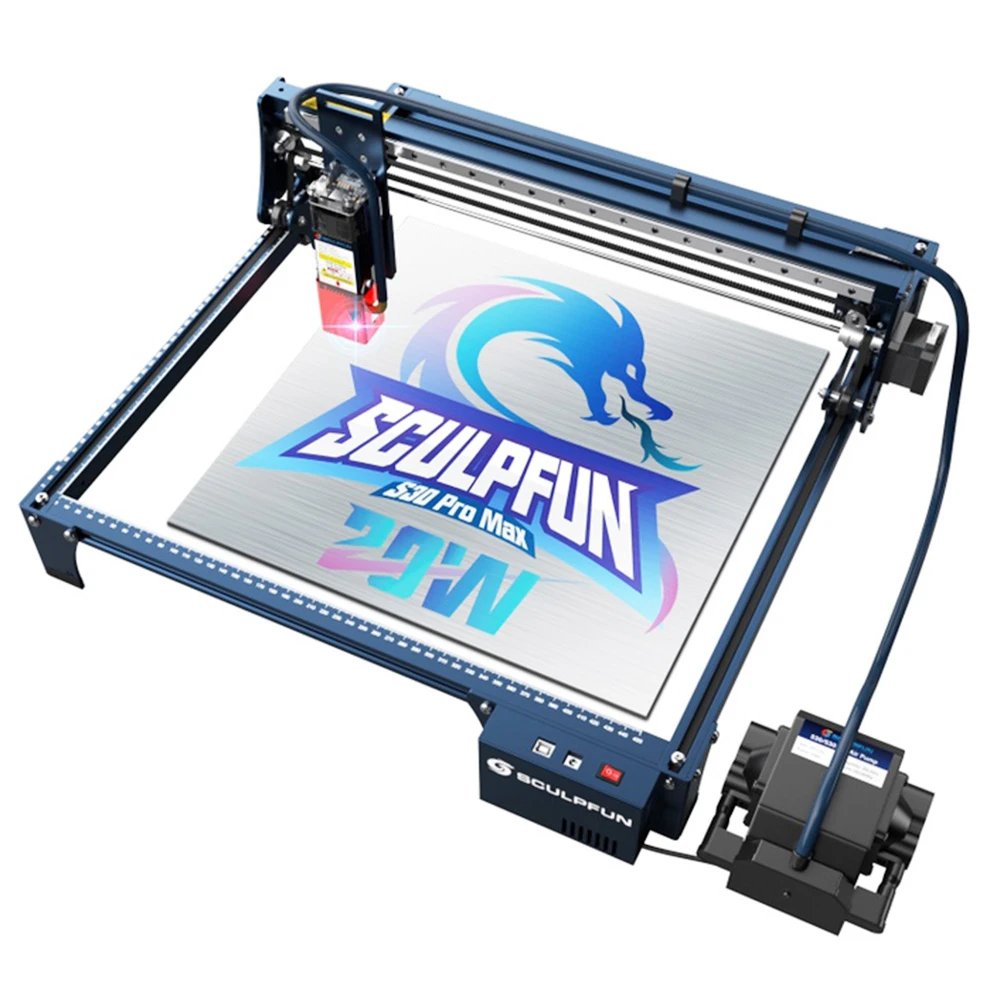 SCULPFUN S30 Pro 10W Laser Engraver Cutter, Automatic Air-assist, 0.06*0.08mm Laser Focus, 32-bit Motherboard, Replaceable Lens, Engraving Size 410*400mm, Expandable To 935*905mm - Image 2