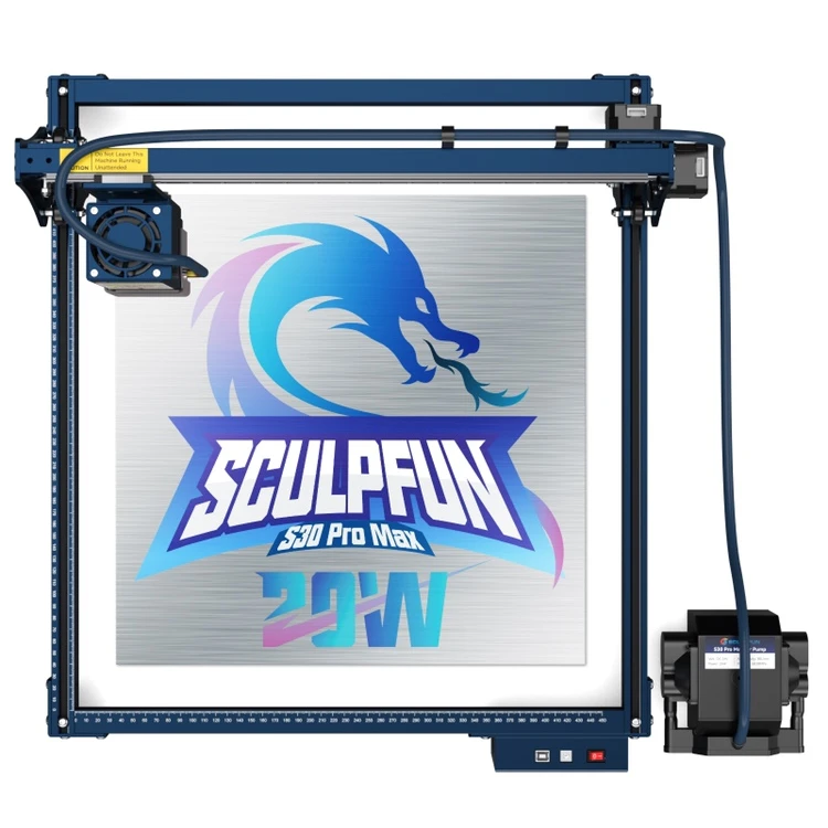 SCULPFUN S30 Pro Max 20W Laser Engraver Cutter, Automatic Air-assist, 0.08*0.1mm Laser Focus, 32-bit Motherboard, Replaceable Lens, Engraving Size 410*400mm, Expandable To 935*905mm - Image 2